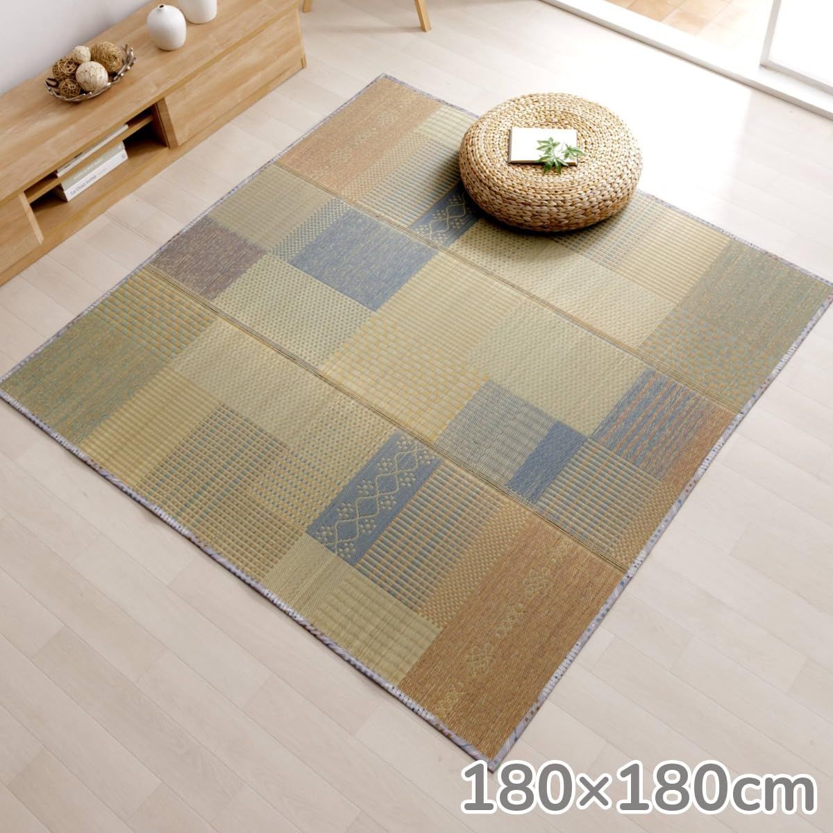新品 イケヒコ い草ラグ ラグマット ノマ 約180×180cm ベージュ パッチ