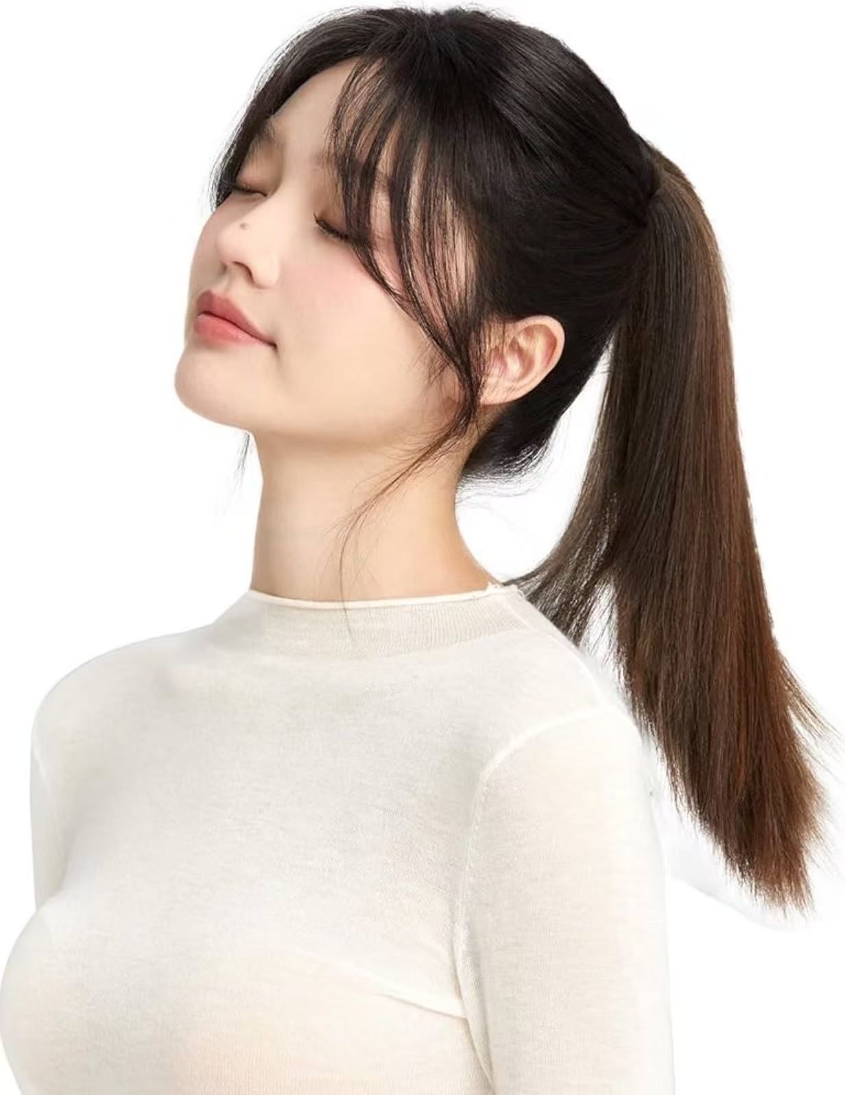 Rebecca youth 前髪ウィッグ 人毛100% 自然なツヤ センター分け 部分ウィッグ 八の字前髪 (2/ダークブラウン) \\3000041 \X001ACP1GZ