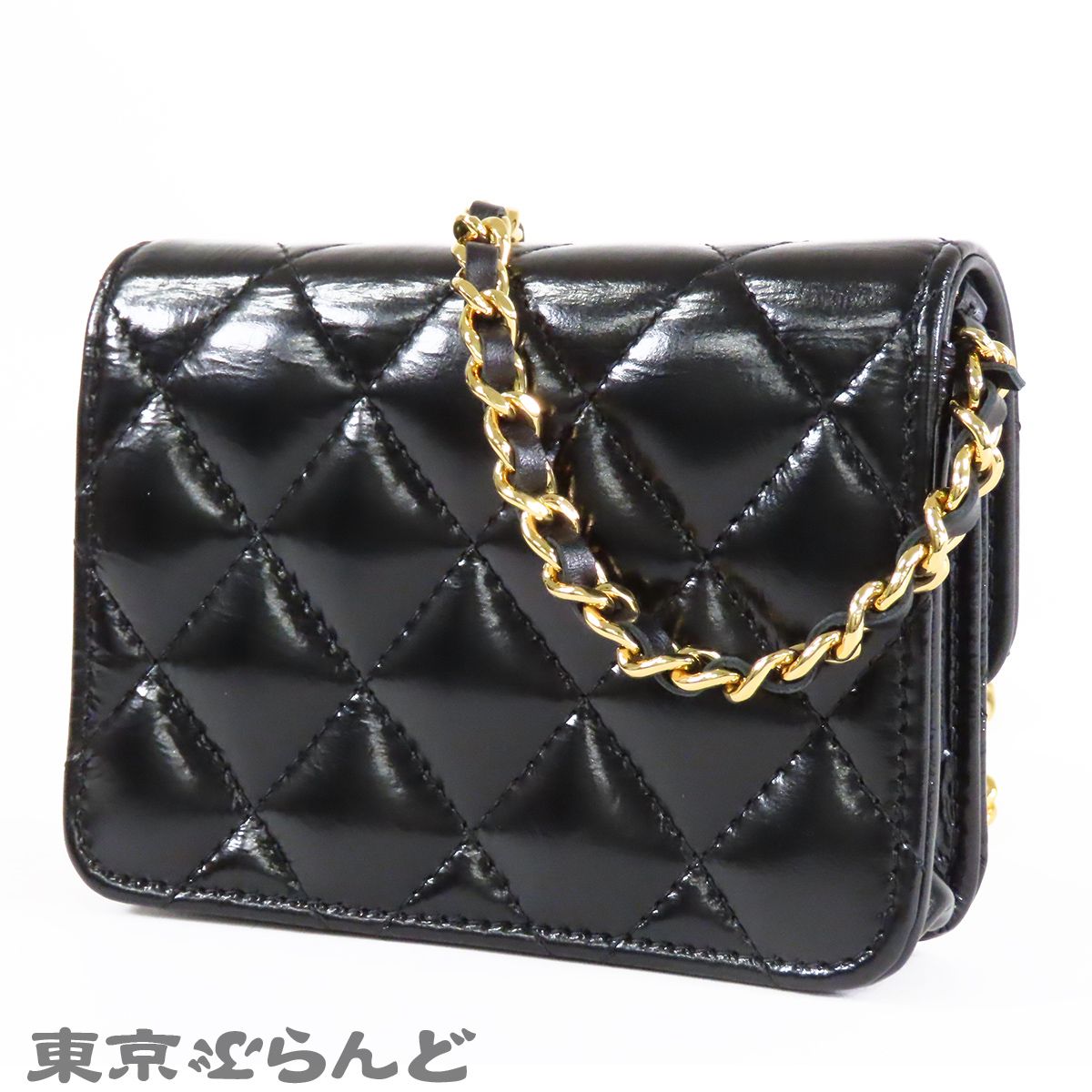 シャネル CHANEL チェーンポシェット ブラック 黒 ゴールド金具 レザー