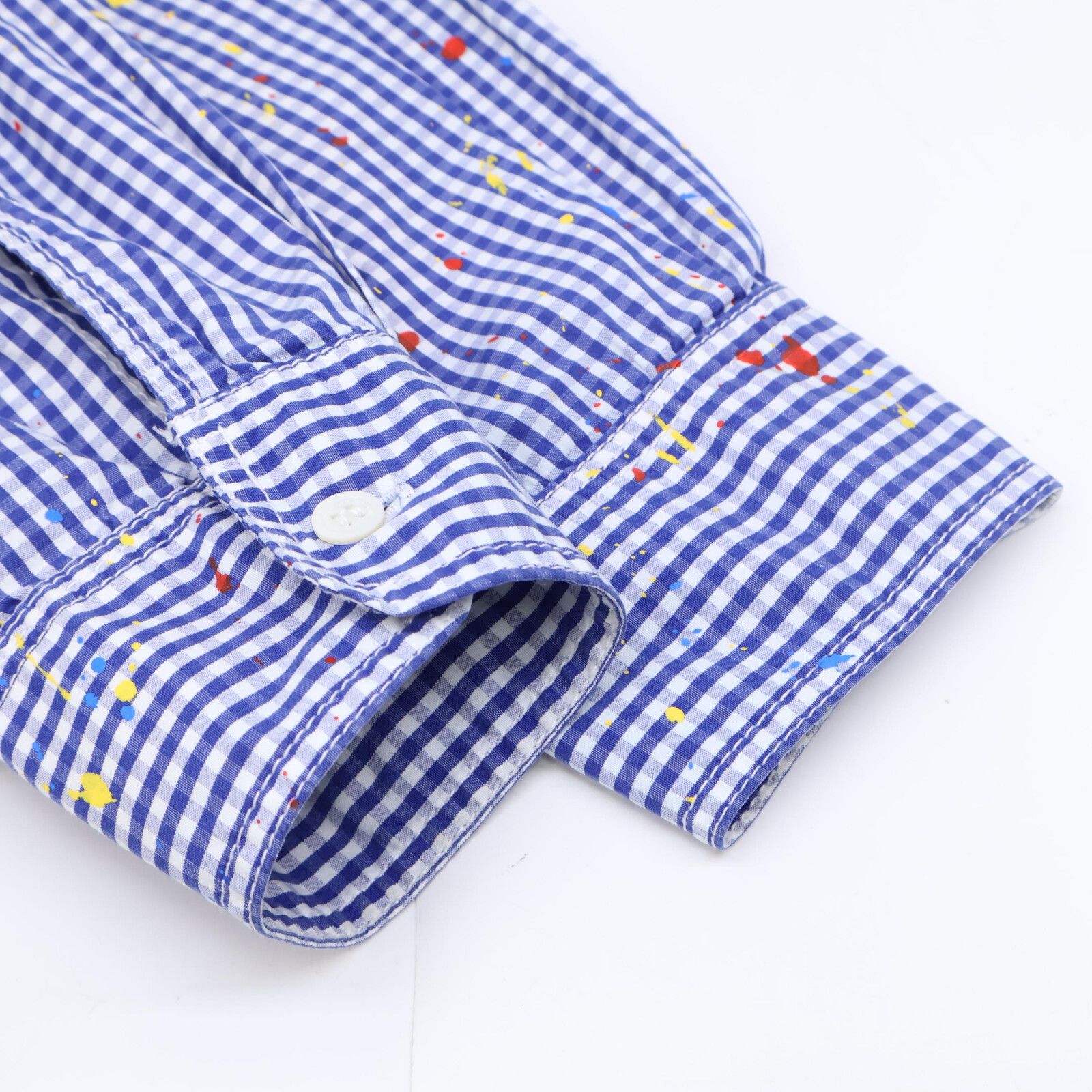 未使用　タグ付き　コムデギャルソンオム　ペンキ加工　長袖シャツ　ギンガムチェック COMMEdesGARCONS HOMME コムデギャルソンオム 【美品】HD-B015