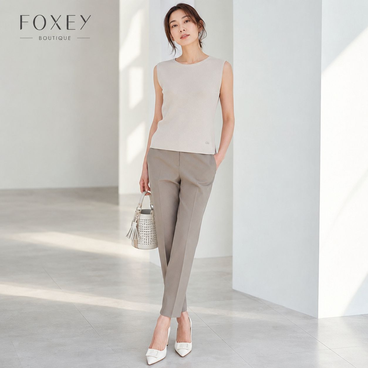 FOXEY BOUTIQUE 42199 /フォクシーブティック 40 「Mサイズ（9号）相当」ナチュラル ニットトップ アフェット 上品 美シルエット 通年 学校行事 お呼ばれ 日本製