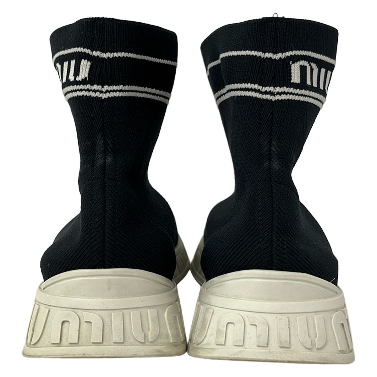 miumiu(ミュウミュウ) スニーカー 36 1/2 レディース - 黒×白 ソックス 
