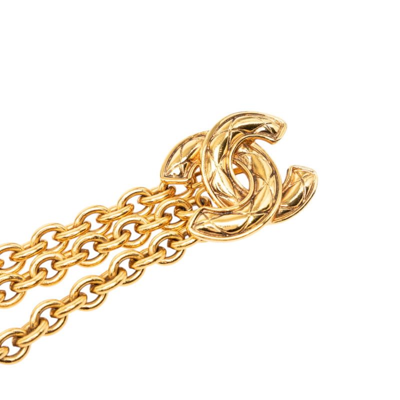 CHANEL アンティール　ゴールド チェーンベルト 箱付き　3連　マトラッセ シャネル マトラッセ ココマーク チェーン ベルト ゴールド メッキ