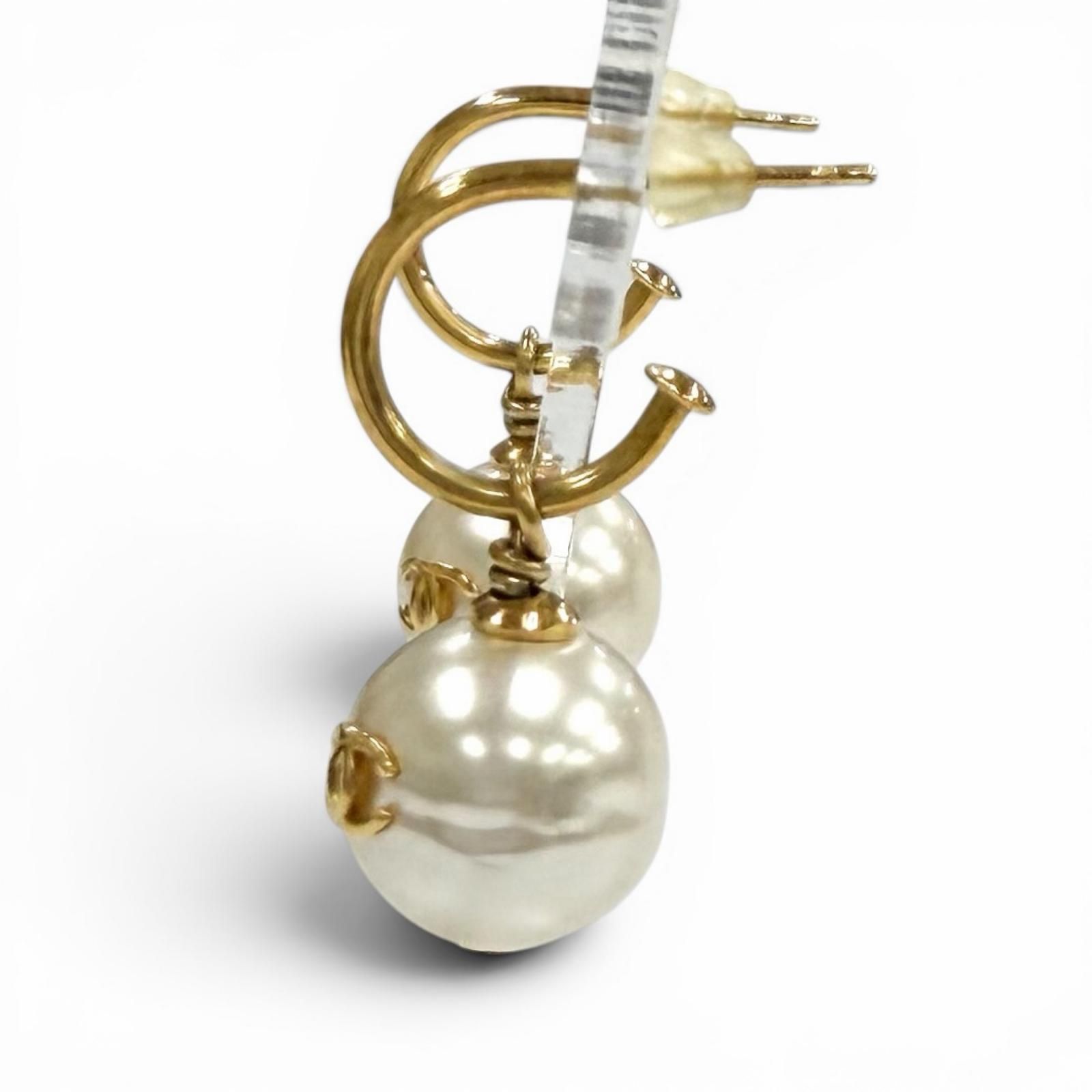 美品☆CHANEL シャネル ヴィンテージ ココマーク パール ピアス