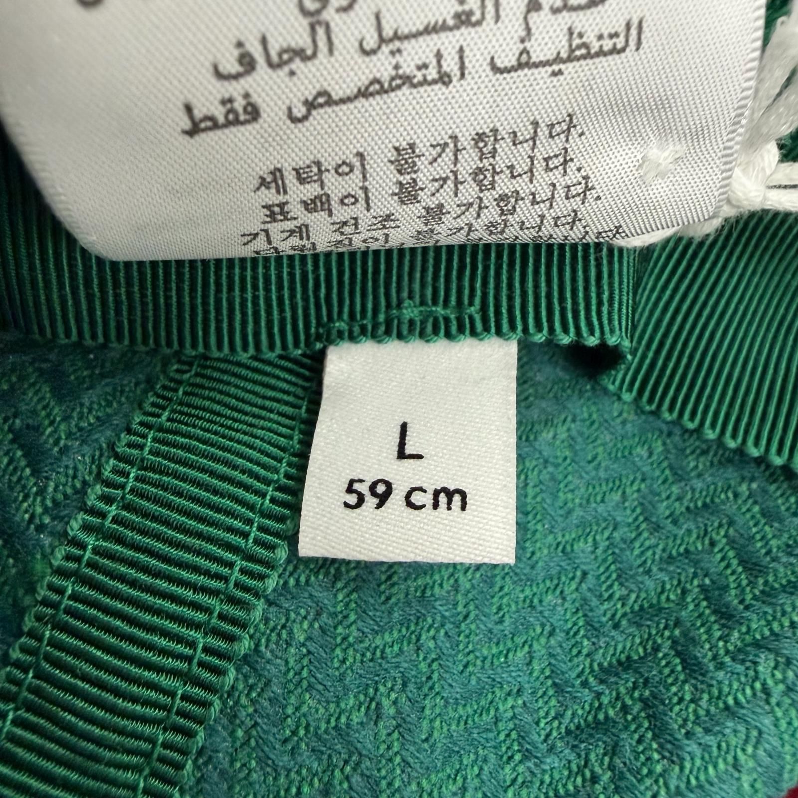 未使用品☆GUCCI グッチ 832064 コットン100％ ロゴ刺繍 ヘリンボーン柄 バケット ハット グリーン系 L イタリア製 正規品 レディース 箱・保存袋付き