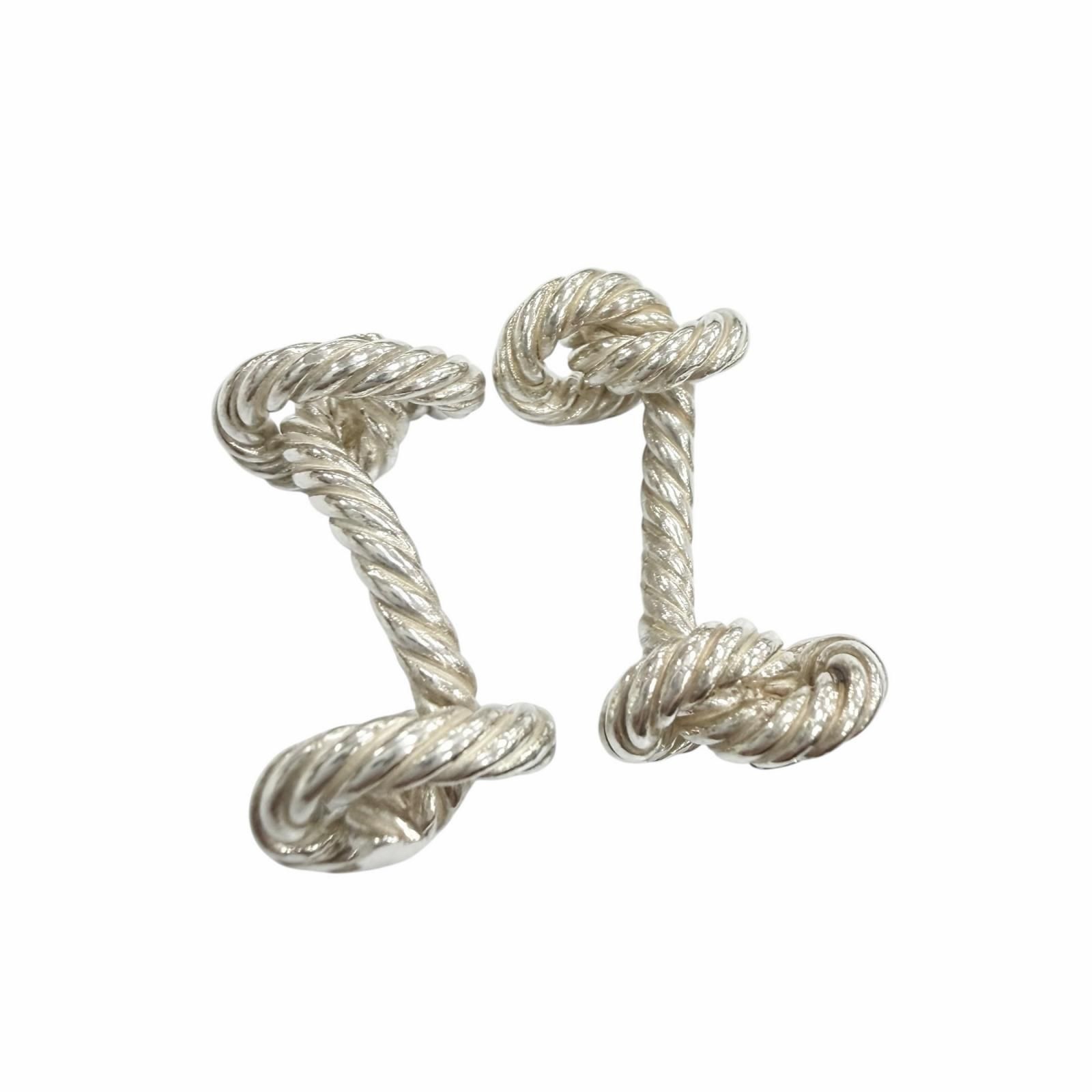 美品▼HERMES エルメス 925 ロープモチーフ カフスボタン カフリンクス シルバー フランス製 総重量13.85g メンズ アクセサリー 美品▽HERMES エルメス 925 ロープモチーフ カフスボタン カフリンクス