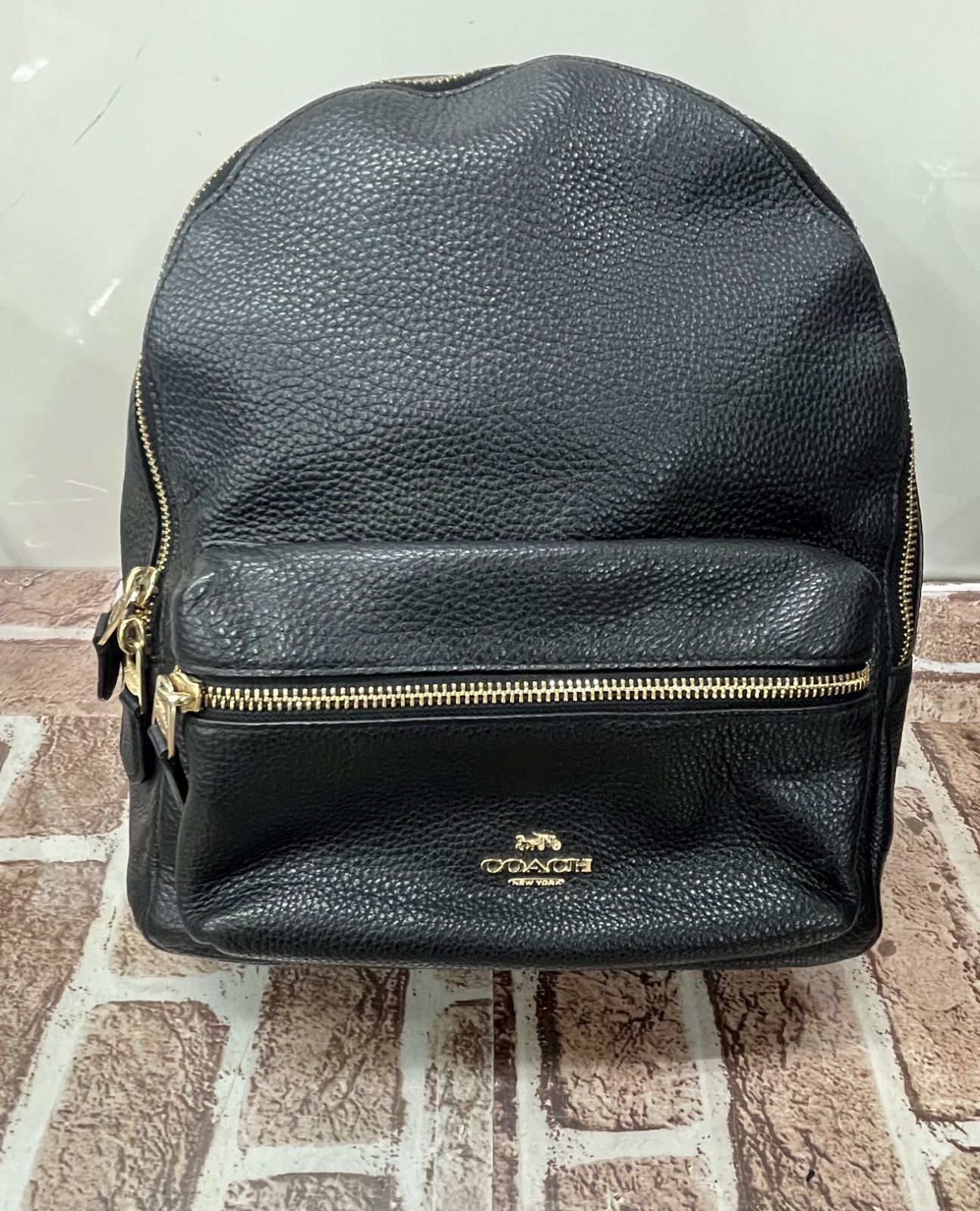 ▽COACH コーチ レザー チャーリー バックパック ブラック F30550 