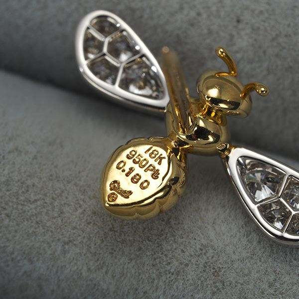 ギメル ブローチ ダイヤ ダイヤモンド 0.180ct 蜂 ハチ アニマル ピン