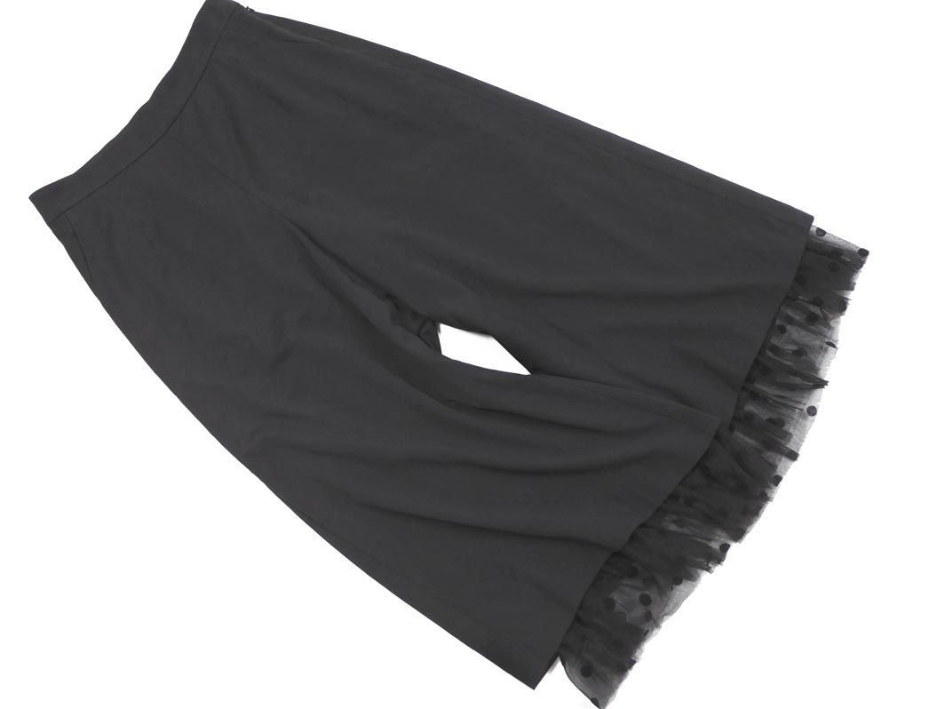 MUVEIL WORK ミュベールワーク 裾レース ワイド パンツ size38/黒 