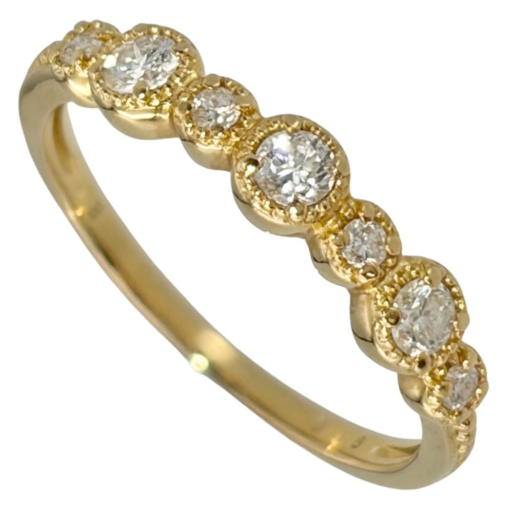 ハーフ エタニティ リング 指輪 ダイヤモンド 0.18ct 約5号 K18YG 1.3g