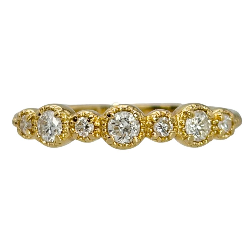 ハーフ エタニティ リング 指輪 ダイヤモンド 0.18ct 約5号 K18YG 1.3g