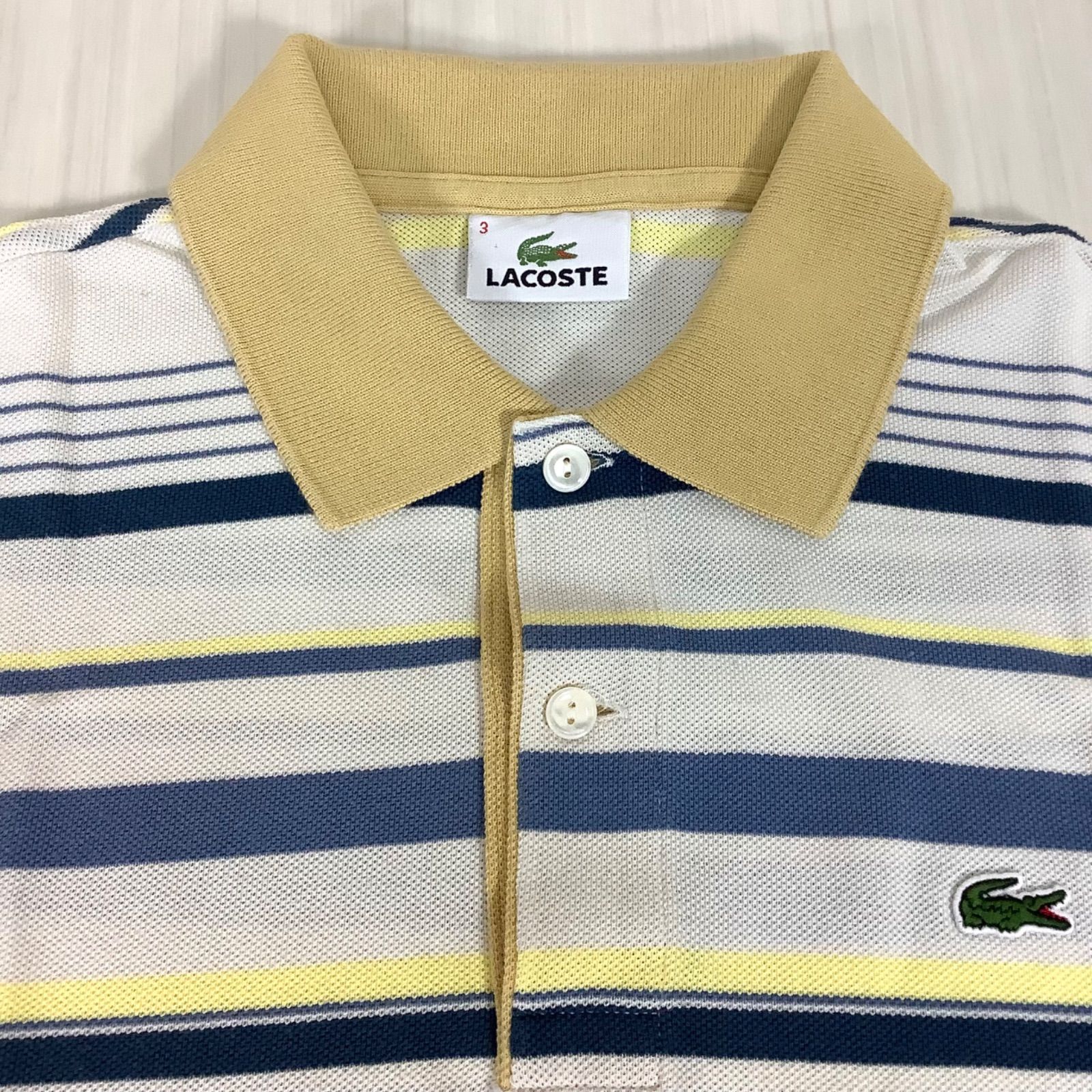 LACOSTE ラコステ マルチカラーボーダー ワニ 半袖ポロシャツ サイズ3 