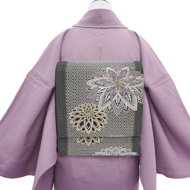 新古品】 袋帯 前田眞織物 未使用 フォーマル 正絹 京都 西陣 黒銀 菊
