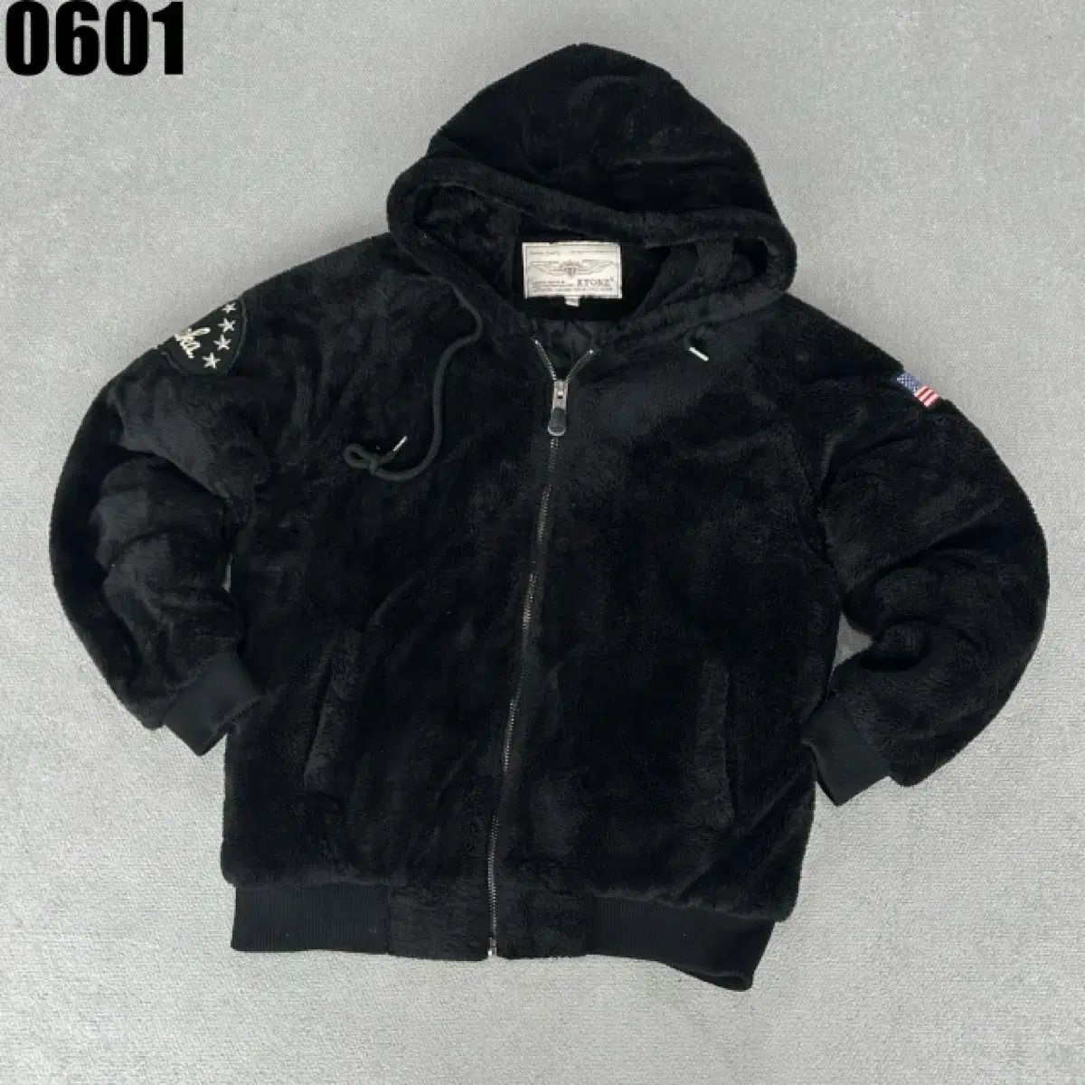 EVISU エヴィス 0601 ファー フード ジップアップ ジャケット ブラック 
