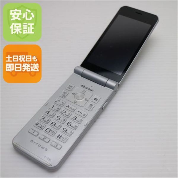 良品中古 F-03L arrows ケータイ シルバー スマホ 本体 白ロム 中古