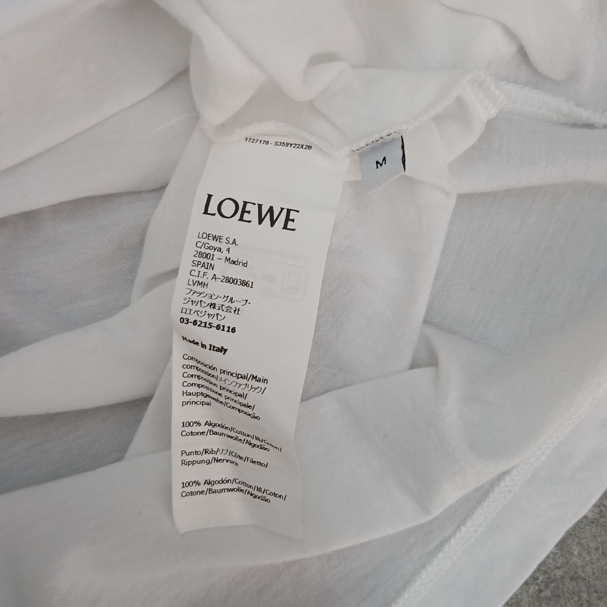 LOEWE ロエベ アナグラム 刺繍 クルーネック リンガー 半袖Tシャツ 