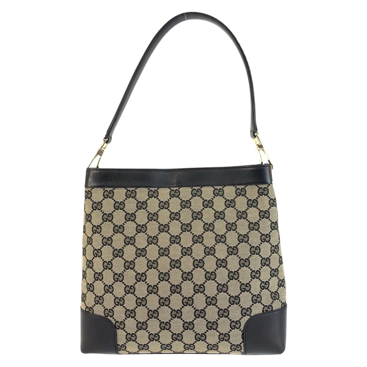 美品 GUCCI グッチ ブラック 黒 ゴールド金具 GGキャンバス/レザー 001 
