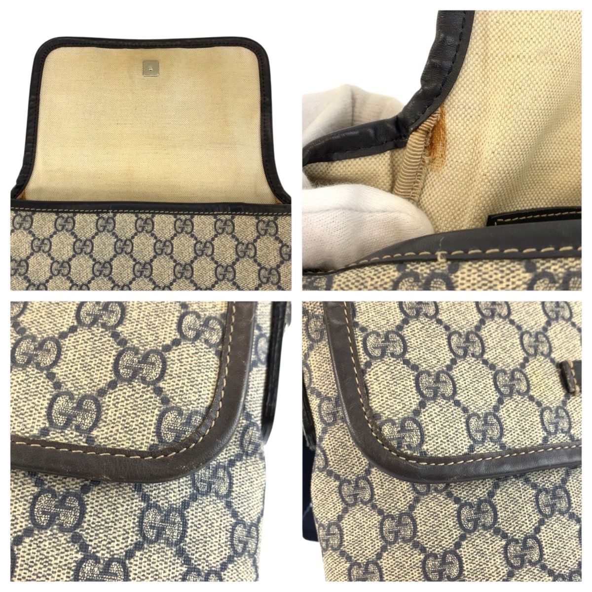 GUCCI グッチ グレー ネイビー GGスプリームキャンバス 223666 