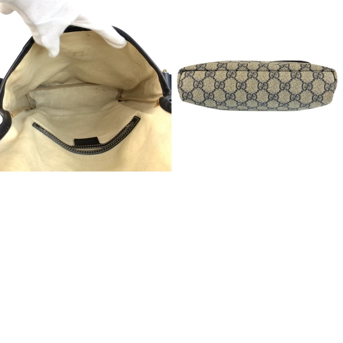 GUCCI グッチ GGスプリーム ショルダーバッグ ロゴプレート 223666 GUCCI グッチ グレー ネイビー GGスプリームキャンバス 223666