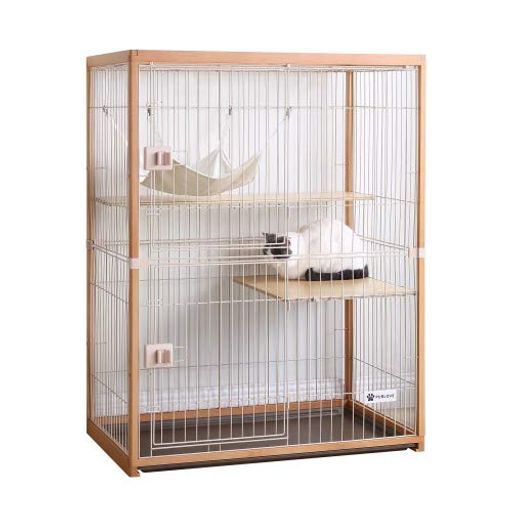【高級木製】OSJ猫ケージキャットケージ2段木製フレーム天然木欅広い大型多頭飼いハンモック付き室内おしゃれ頑丈扉付きお手入れ