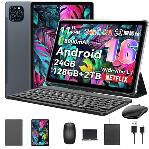 【Android16タブレット11インチ新登場】TABWEET90WiFiモデルタブレットアンドロイド16、1920*1200FHD大画面、WidevineL1Netflix