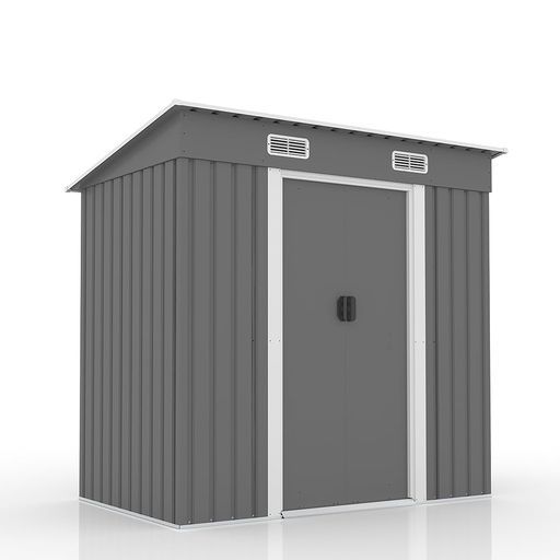 【グレー】OSJ物置屋外大型倉庫大型物置戸外収納庫防水/耐侯収納可能ガーデン/庭/田畑/農場頑丈大容量スチール引き戸補強フレー