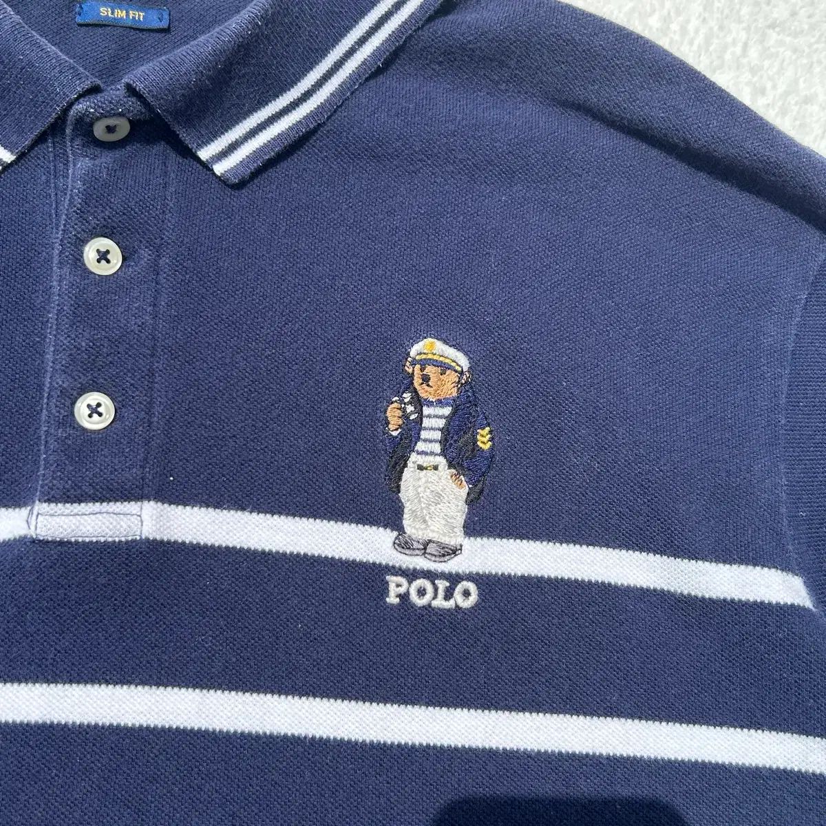 POLO RALPH LAUREN ネイビー ストライプ クマ 半袖 PK 【公式通販】