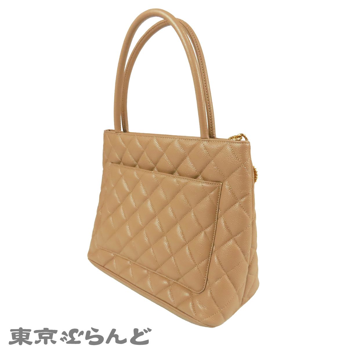 シャネル CHANEL 復刻トート A01804 ベージュ ゴールド金具 キャビア