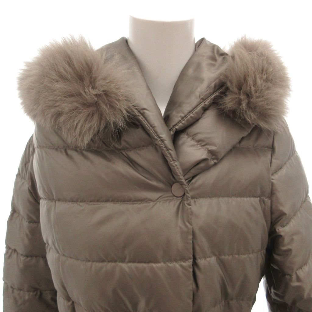 美品✨マックスマーラ フォックスファーコート アンゴラ シルク グレー 36 マックスマーラ MAX MARA ダウンコート ジャケット フックスファー