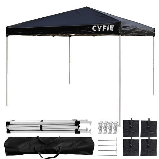 CYFIEタープテント2mx2mワンタッチ大型日除け高耐水3階段高さ調節簡易設営アウトドアキャンプBBQイベント運動会収納袋付きブラッ