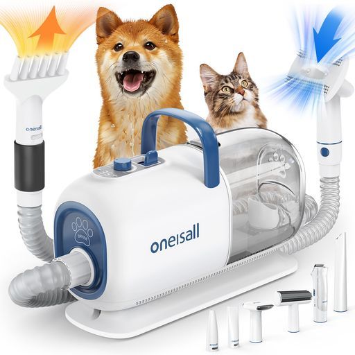【犬用バリカンと掃除機とドライヤー一体型】Oneisall8in1ペット用グルーミング掃除機セット/犬用ドライヤー吸引式犬用バリカン