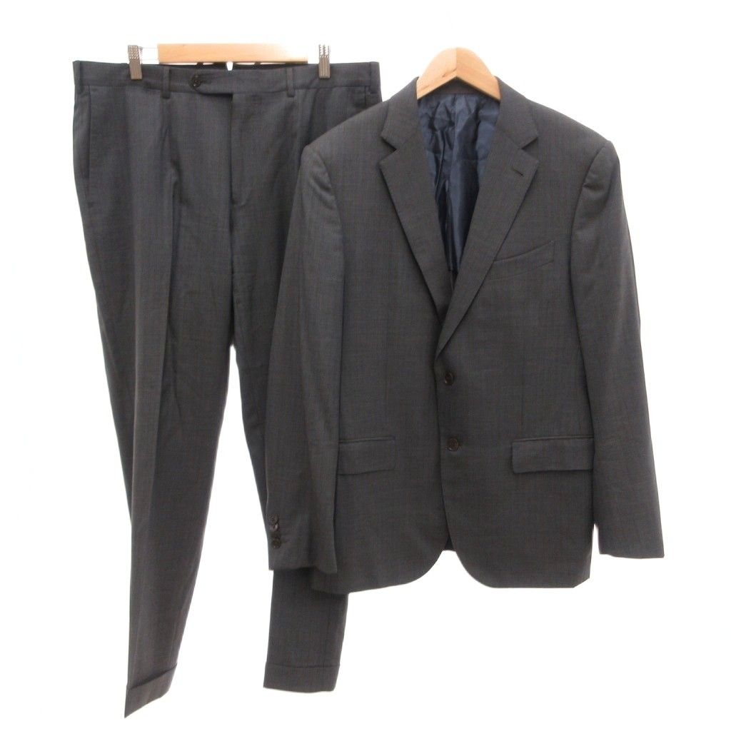 エルメネジルドゼニア Ermenegildo Zegna cool effect スーツ セットアップ テーラードジャケット スラックス パンツ ストライプ 52 グレー 青 ブルー /JS