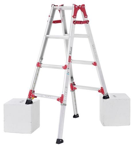 アルインコ(ALINCO)アルミ伸縮脚付はしご兼用脚立高さ100~130cm耐荷重100kg軽量折りたたみ幅広踏ざん洗車掃除お庭お手入れ日曜大