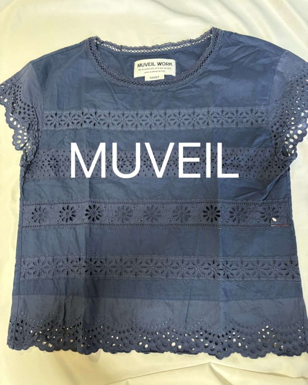 MUVEIL ミュベール レース 半袖 コットンブラウス レースブラウス