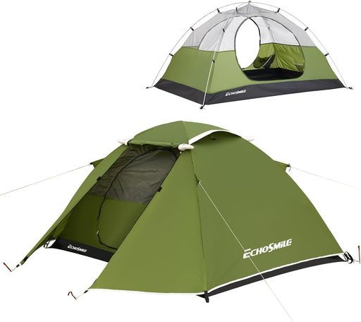 EchoSmileキャンプテント2人用ハイキング5分簡単組立防水耐水圧3000mmフルクローズUVカットアウトドア旅行テントツーリング携帯
