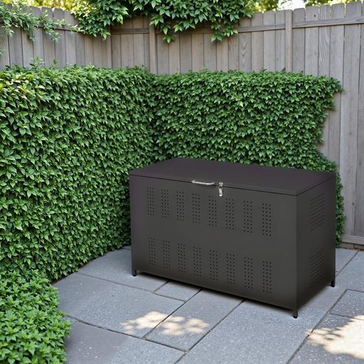 【ブラック】OSJ屋外ゴミ収納庫容量280Lゴミ箱屋外収集ボックスごみ集積所多用途収納ボックスゴミステション通気口カラス除け大