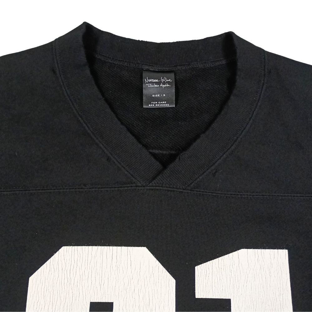 NUMBER(N)INE ナンバーナイン オリジナル  ROSE 91 プリント 加工 Vネック スウェットカットソー ブラック サイズ3 正規品 / 55104 NUMBER(N)INE ナンバーナイン オリジナル ROSE 91 プリント 加工 V