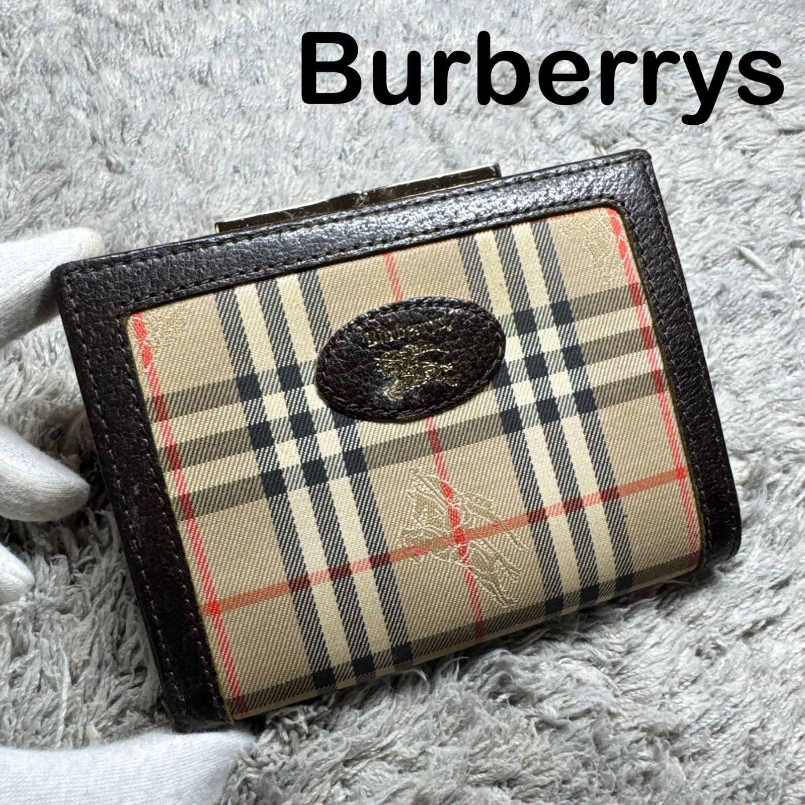 Burberrys バーバリー 二つ折り財布 がま口 ノバチェック レザー 