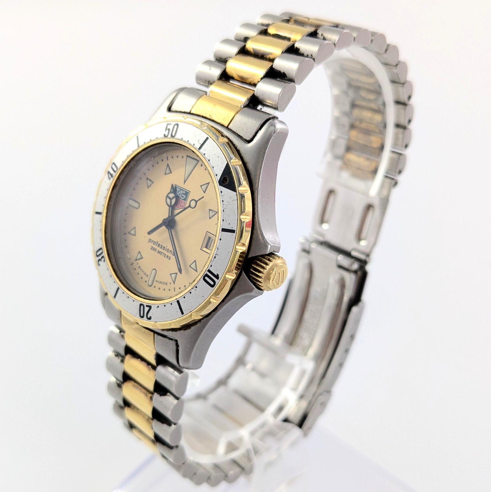 TAG HEUER タグホイヤー Proffecional プロフェッショナル 200M 974.013F SS/QZ ゴールド文字盤 メンズ腕時計 稼働品【QG-25】