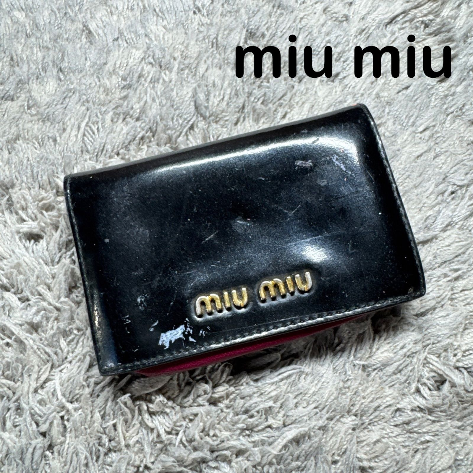 状態考慮※miu miu ミュウミュウ 名刺入れ カードケース エナメル