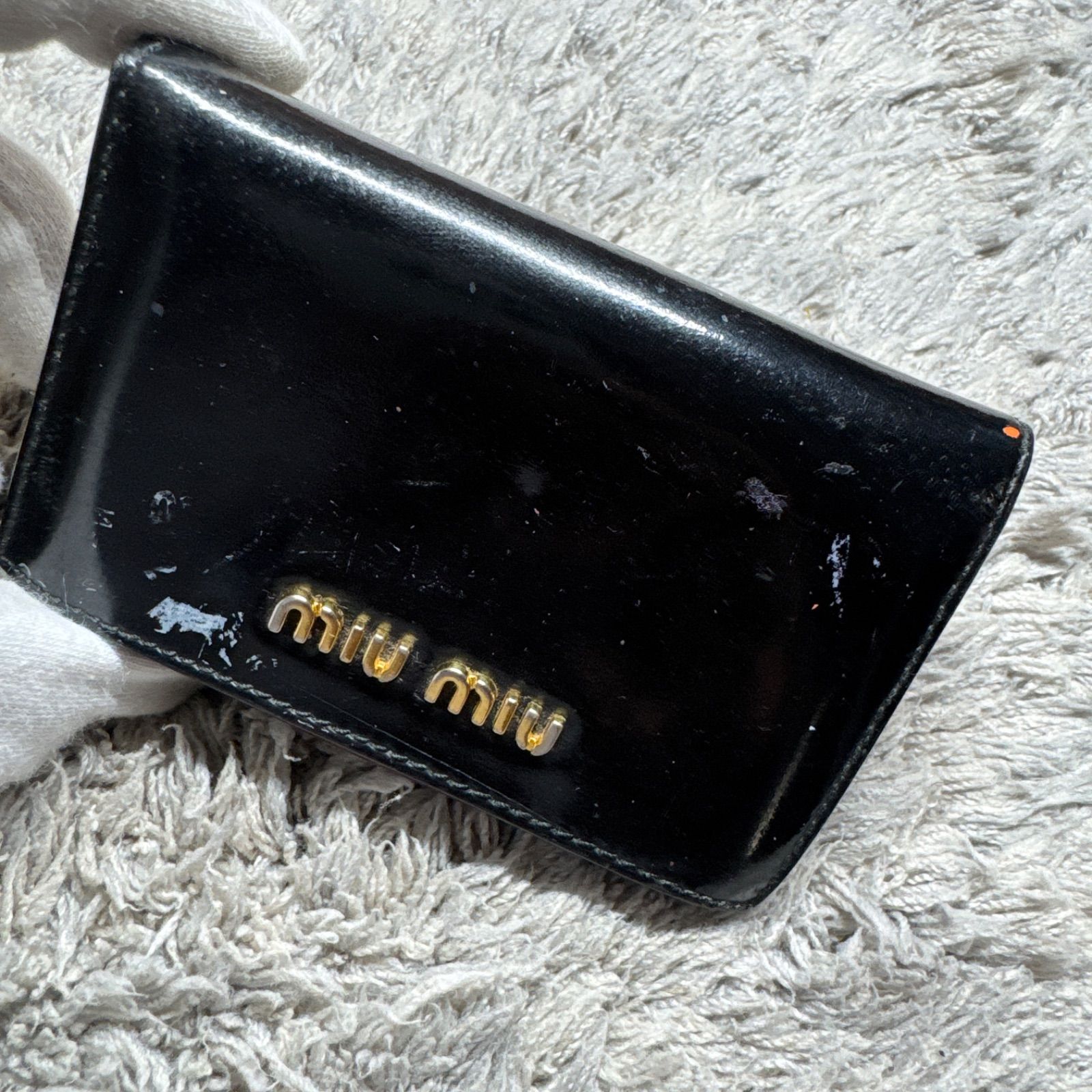 状態考慮※miu miu ミュウミュウ 名刺入れ カードケース エナメル