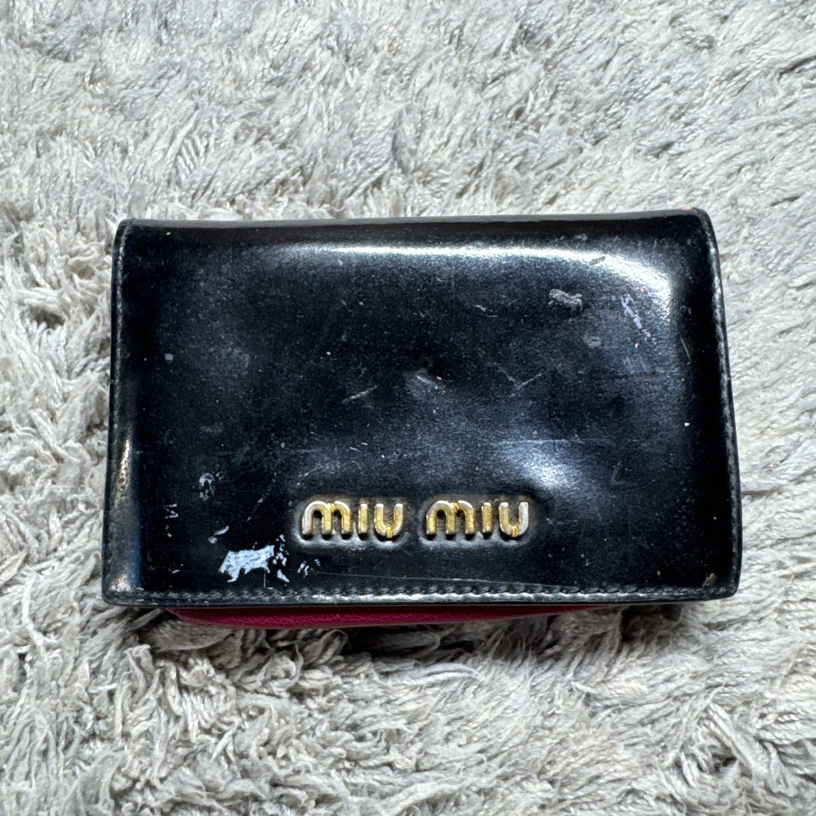 状態考慮※miu miu ミュウミュウ 名刺入れ カードケース エナメル