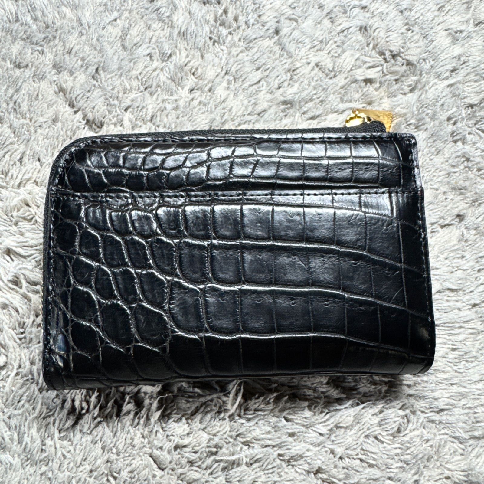 美品】LEATHER JEWELS レザージュエルズ 二つ折り財布 レザー ブラック
