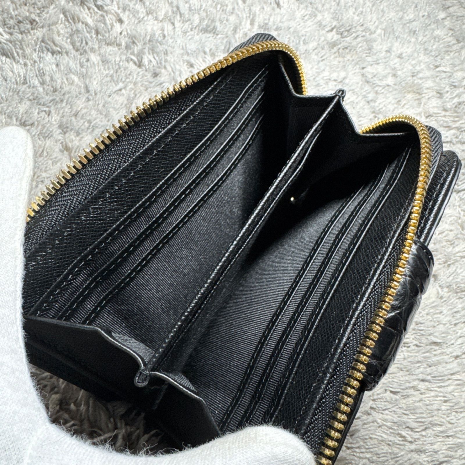 美品】LEATHER JEWELS レザージュエルズ 二つ折り財布 レザー ブラック