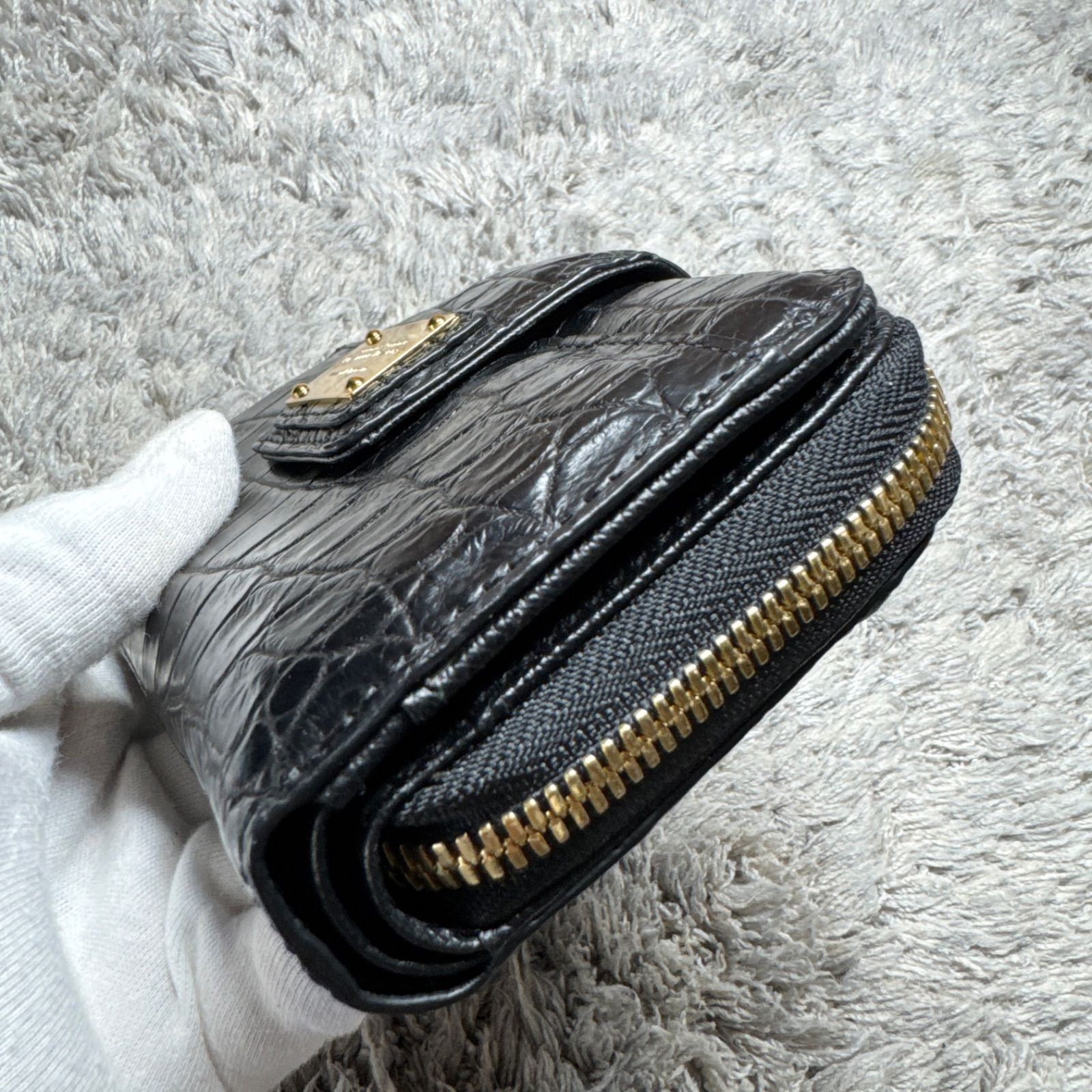 美品】LEATHER JEWELS レザージュエルズ 二つ折り財布 レザー ブラック