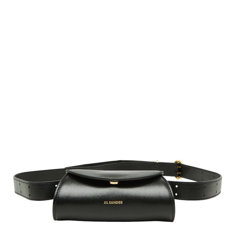 JIL SANDER ブラックレザーショルダーバッグ　カンノーロ JIL SANDER カンノーロ ブラックレザーショルダーバッグ 黒 ジル