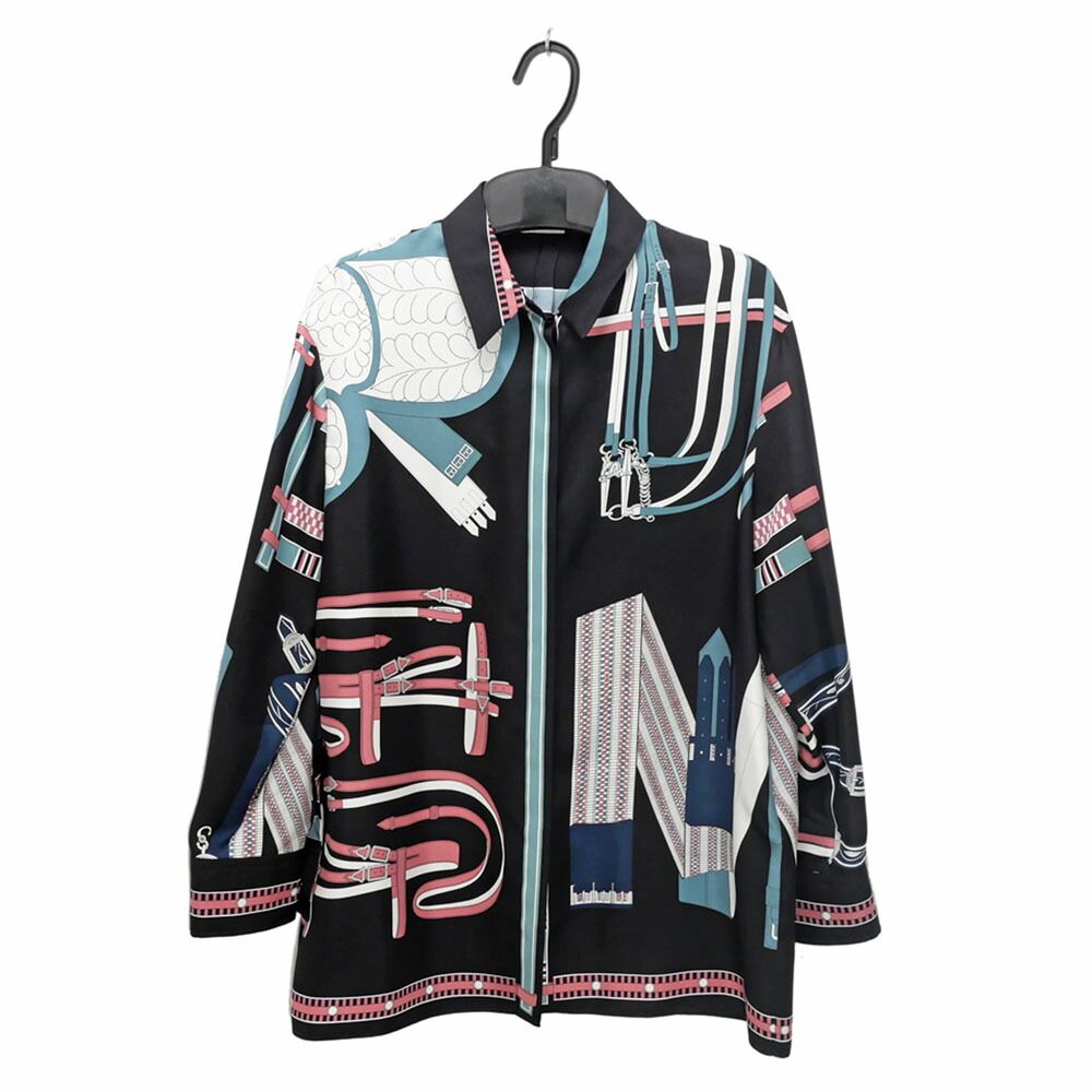 [Meito] Hermes Blouse, Silk, Black, White, Blue, Pink, 36 Sizes, Long Sleeve, 4H0621DO, Women's Apparel, Women's Clothing