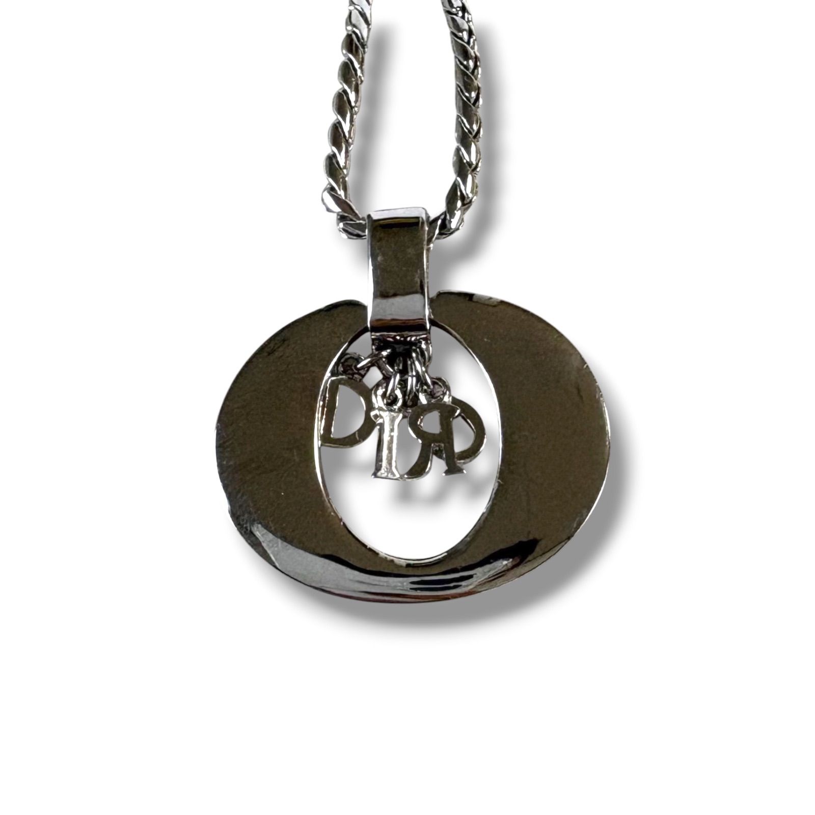クリスチャンディオール Christian Dior ロゴ金具 ネックレス シルバー 