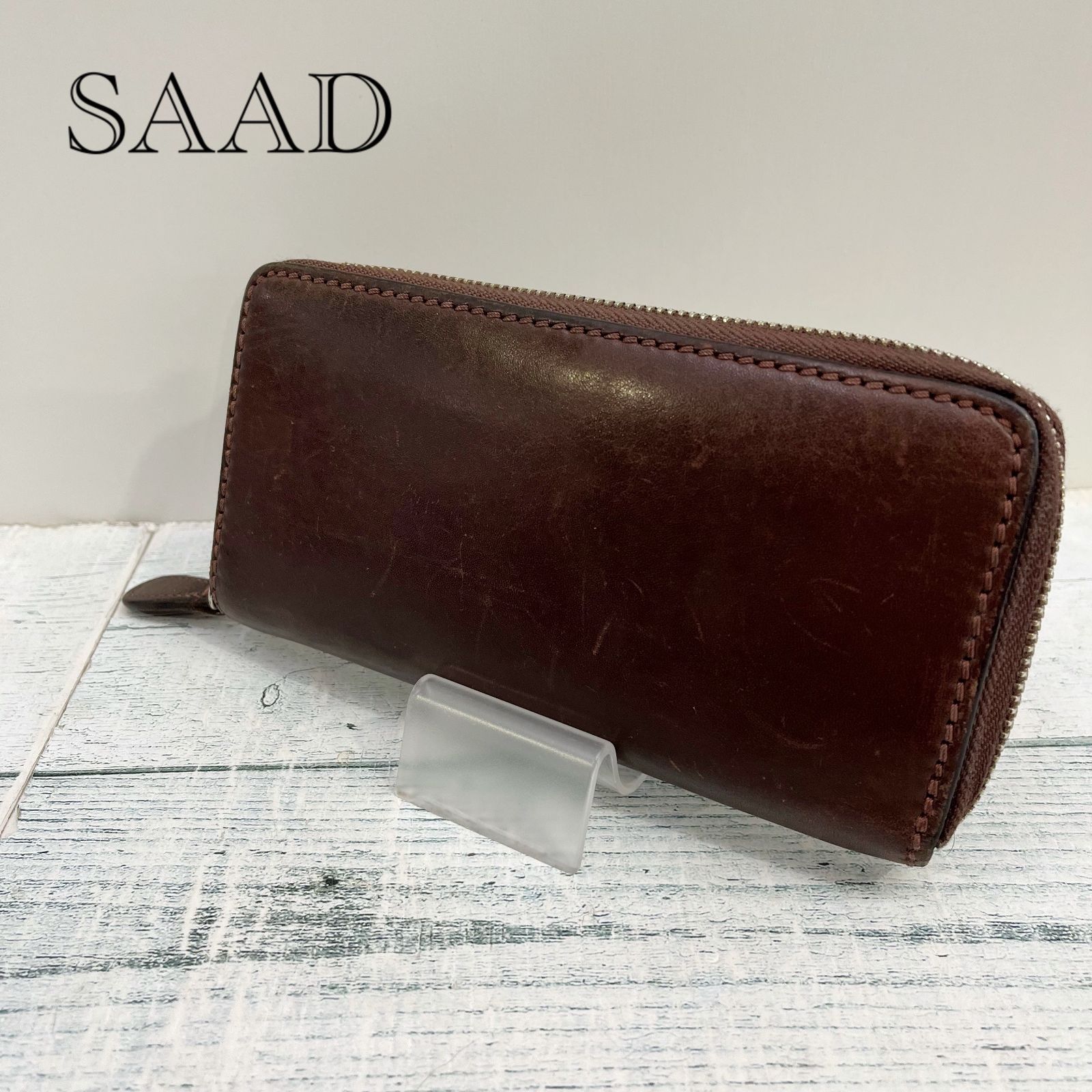 SAAD サード レザー ウォレット 長財布 ラウンドジップ ブラウン 本革 