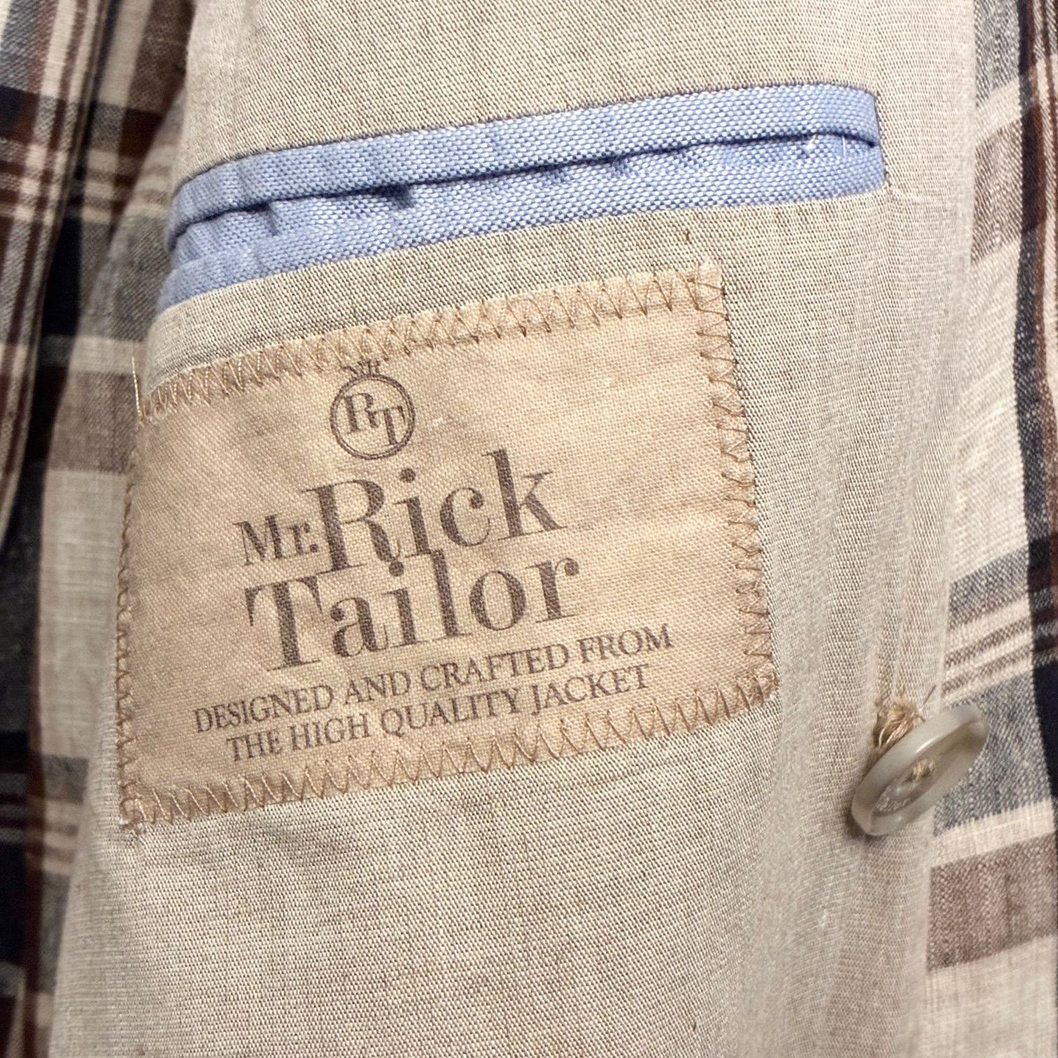 MADE IN ITALY製 Mr.Rick Tailor チェック柄 リネン100% ダブル 